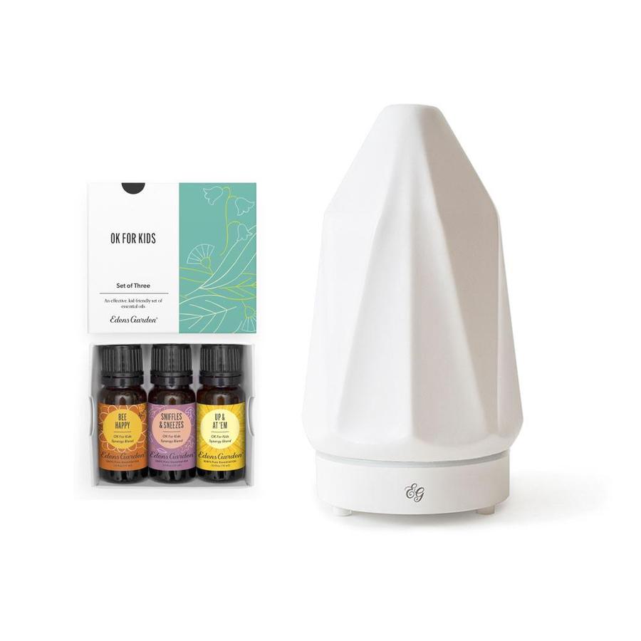 OK For Kids Essential Oil Blends and Diamond Ceramic Diffuser in white